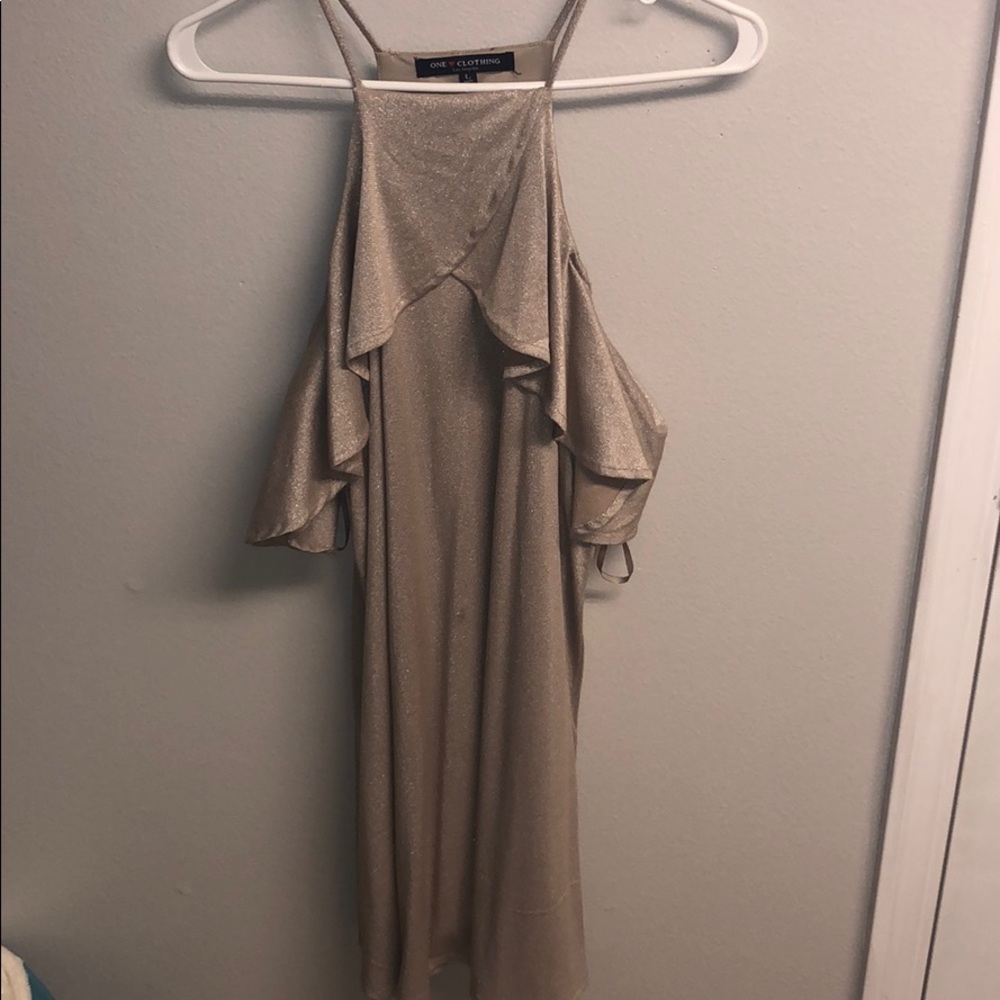 Shiny cream cocktail dress